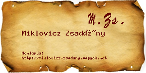 Miklovicz Zsadány névjegykártya